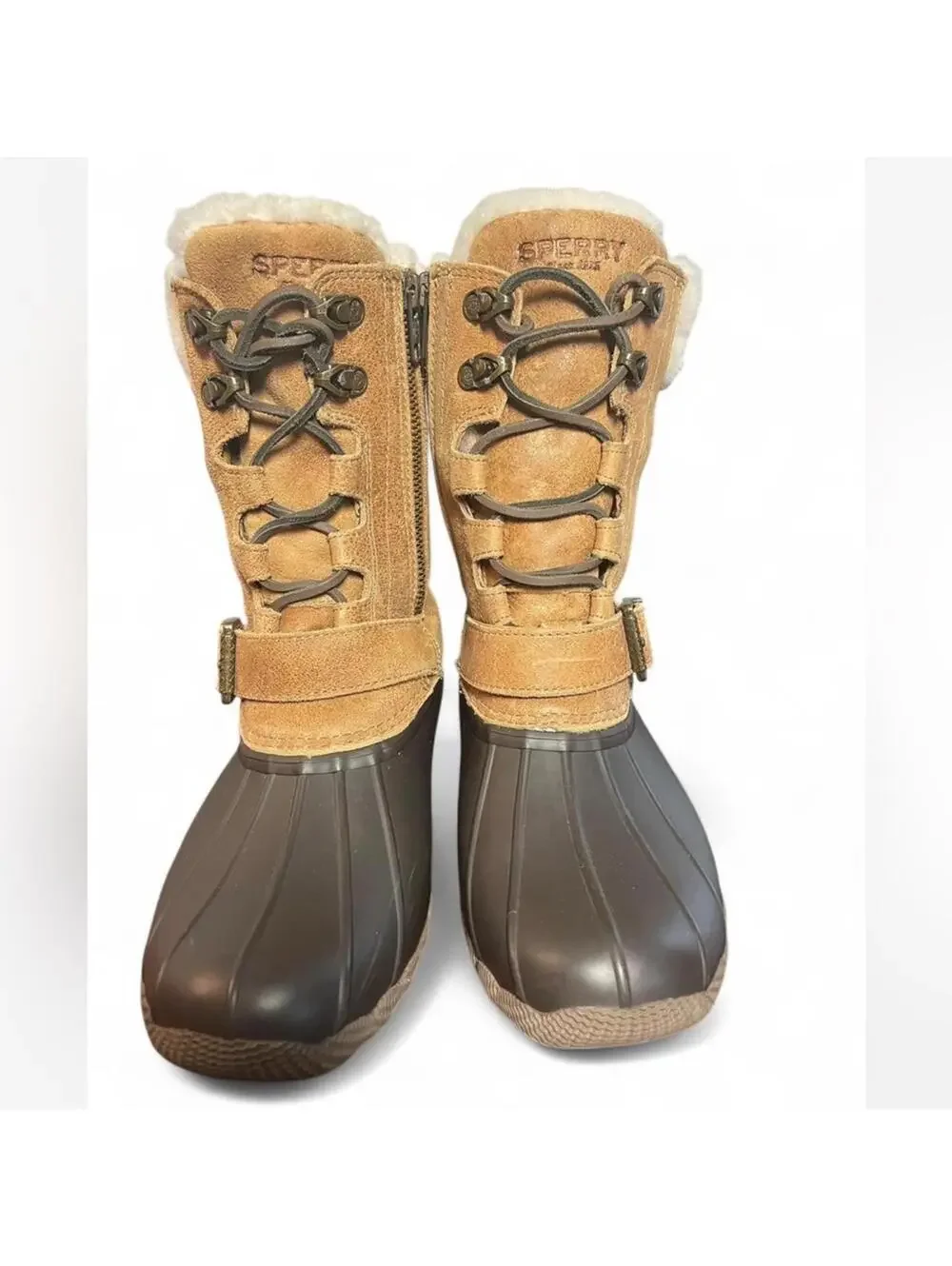 Sperry Thinsulate Winter Duck Boots Brown and Tan Size Women's 7 M Cabin Cottage